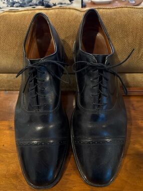 Allen Edmonds Classic Black Leather Cap-Toe Oxford Derby Dress USA Shoes 14 B